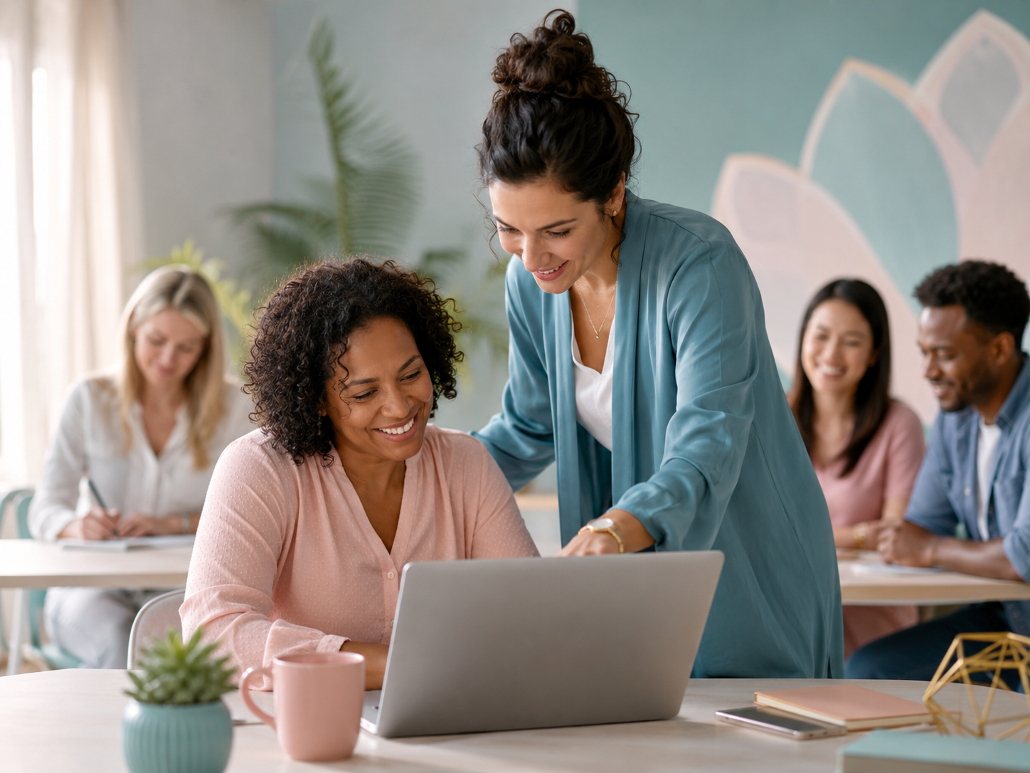 Adult learner receiving guidance in a professional skills development setting