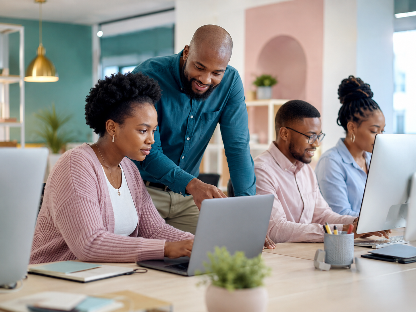 Adult learner building digital skills in a workplace training environment